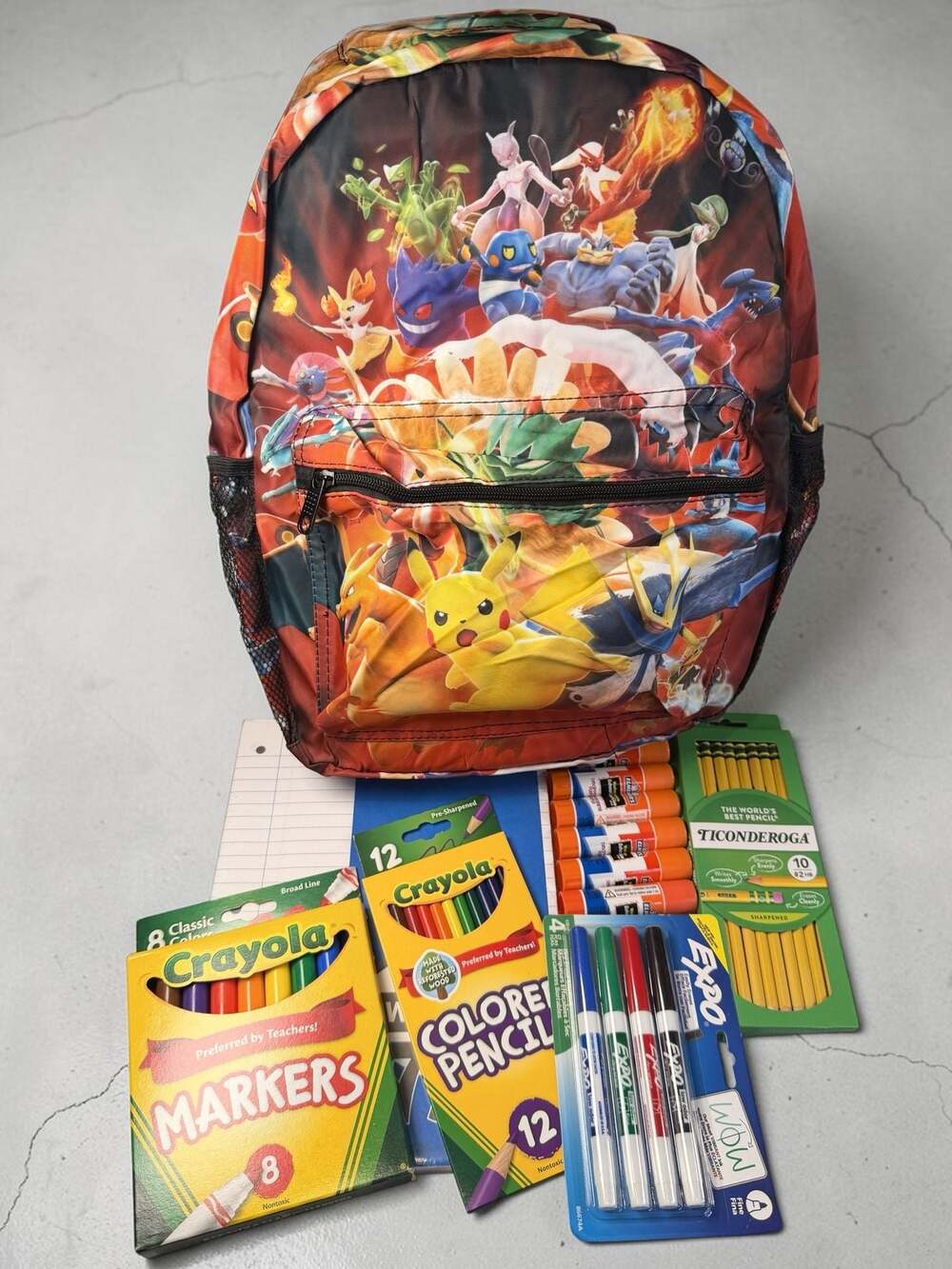 Pokémon Multi-Character All-Over Print Backpack PLUS School Supplies
